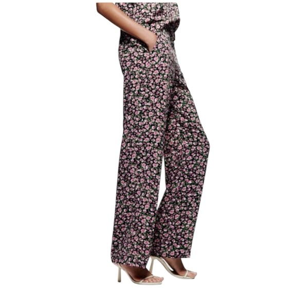 Zara high waist floral wide leg trouser pants size XS NWT - Picture 1 of 10
